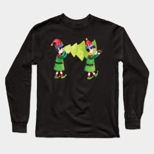 Elves carrying christmas tree Long Sleeve T-Shirt